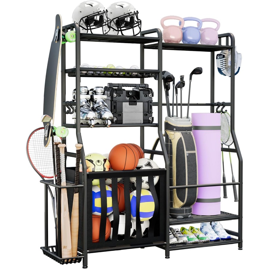 Sports Equipment Rack - Garage Sports Equipment Organizer Golf Bag