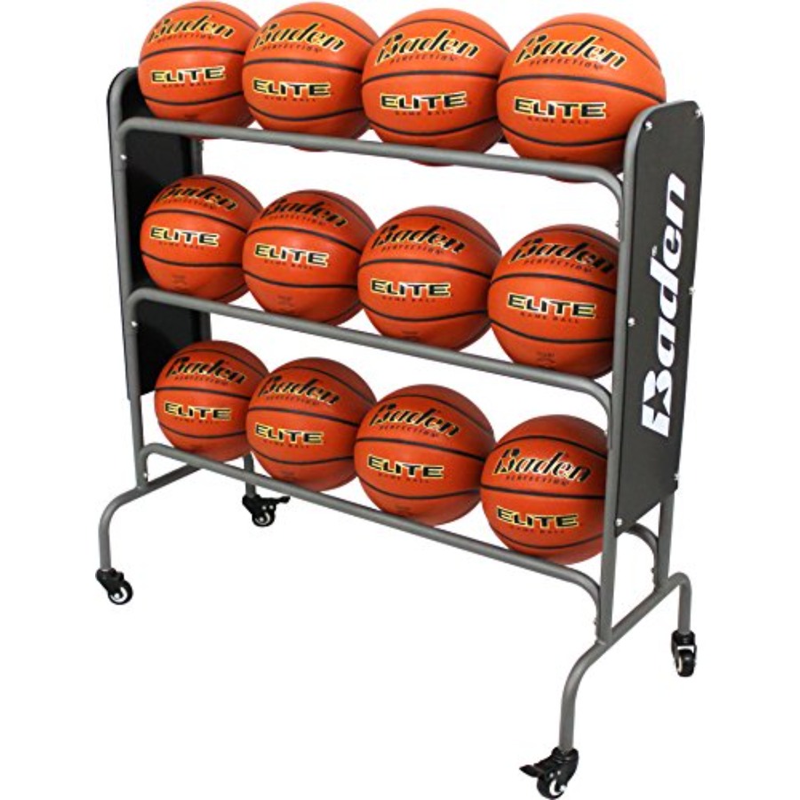 Sports Equipment Rack - Steel Basketball Rack with Wheels 3-Tier